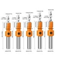thumbnail image 2 of 5pcs Countersink Router Bit Set Woodworking Screw Extractor Step Metal taper hole drill Drill Metal Taper Hole Drill for Wood, 8mm, 2 of 9