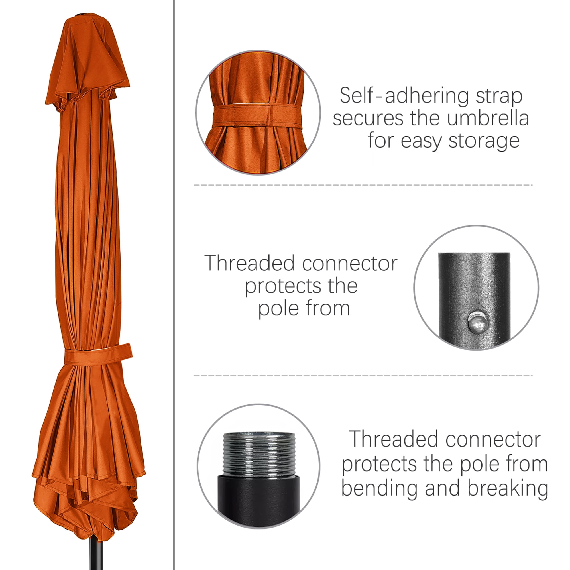 Scafild | 7.5 Ft Solar LED Light Patio Umbrella Outdoor W/ Easy Tilt - Coral Red