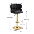 thumbnail image 2 of Swivel Bar Stool with Back and Footrest, Retro Velvet Upholstered Adjustable Counter Height Bar Stool Chairs with Metal Base and Nailhead Trim Kitchen Counter Height Dining Chairs for Pub, Black, 2 of 7