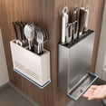 thumbnail image 3 of Cesta de almacenamiento para palillos chinos, estante de cocina montado en la pared, vajilla sin perforaciones, jaula para palillos, cuchara, soporte para cuchillos, caja de almacenamiento de drenaje, 3 of 5