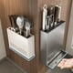 thumbnail image 3 of Cesta de almacenamiento para palillos chinos, estante de cocina montado en la pared, vajilla sin perforaciones, jaula para palillos, cuchara, soporte para cuchillos, caja de almacenamiento de drenaje, 3 of 5