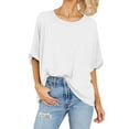 thumbnail image 4 of Langwyqu Summer Fashion Women Short Sleeve Female Solid Casual Loose Shirt, 4 of 5