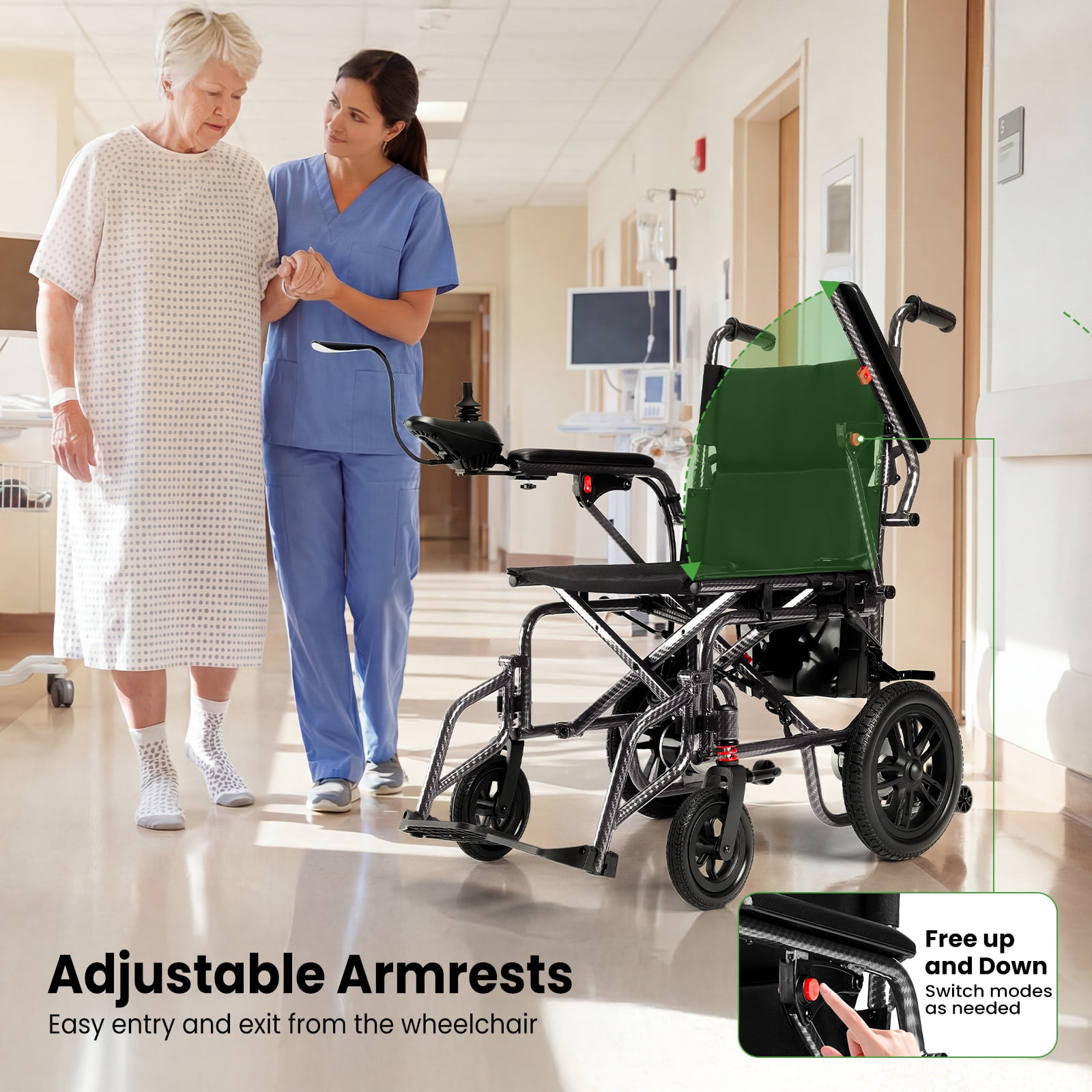 Foldable Electric Wheelchair,20+ Miles,360°Joystick,Gift for Mom on Mother's Day(Black)