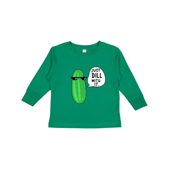 Inktastic Just Dill with It Chill Dill Pickle in Sunglasses Boys or Girls Long Sleeve Toddler T-Shirt
