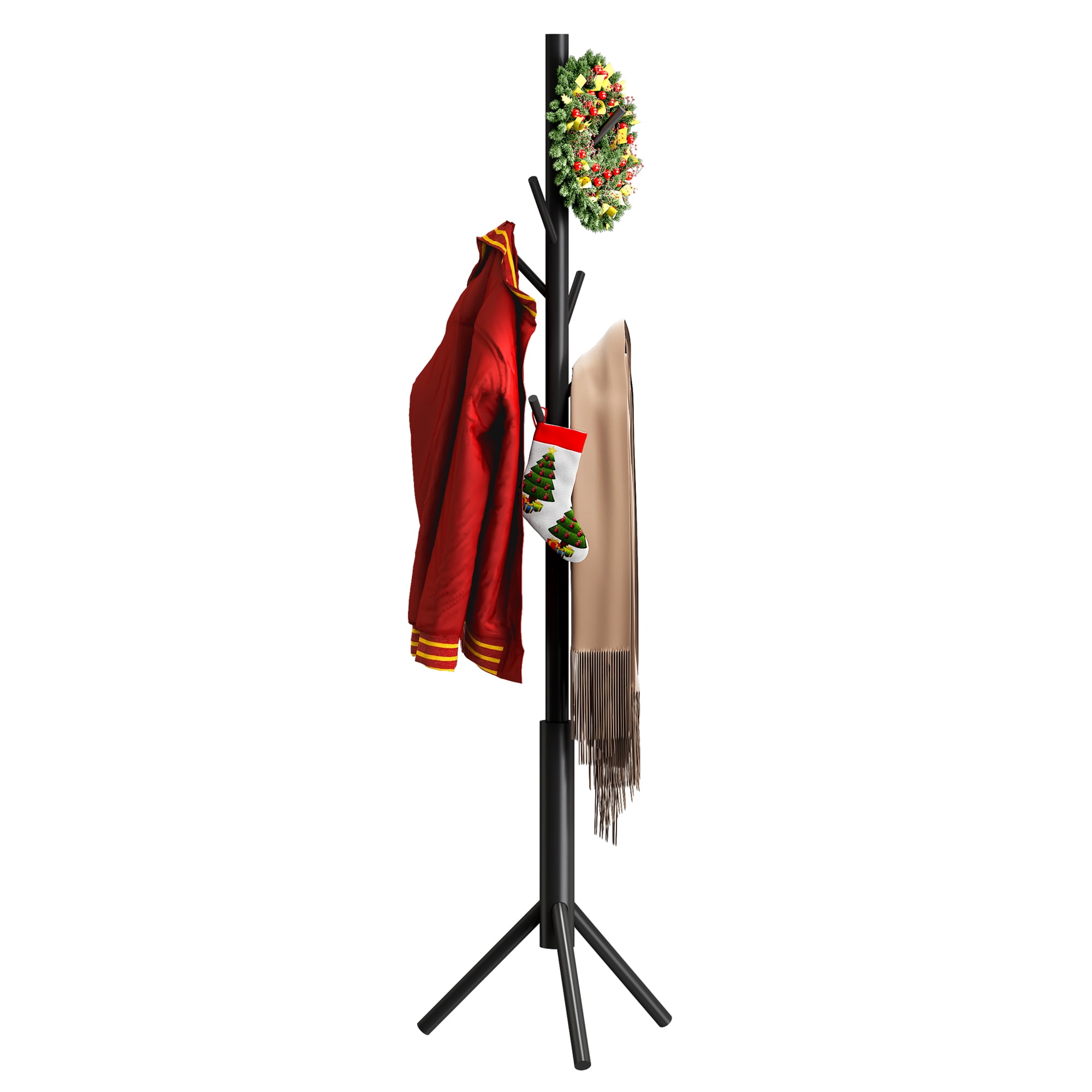 Coat Rack freestanding Stand Bamboo Wooden Coat Tree Easy Assembly 8