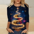 thumbnail image 4 of Oksale Womens Plus Size Christmas Tshirts Loose Comfy 3/4 Sleeve Cute Xmas Trees Print Pullovers Casual Crewneck Fall Shirts Fashion Tees Multicolor M, 4 of 5