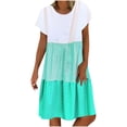 thumbnail image 1 of CHUANK Robes en Lin pour Femmes Été Grande Taille Manches Courtes Col en V Longueur Genou Robe Ample Décontractée Confortable Robe de Plage Soldes de Liquidation 2024, 1 of 7