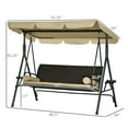 thumbnail image 3 of Outsunny 3-Seat Porch Swing with Canopy, Outdoor Swing Chair with Removable Cushion, Pillows, Adjustable Shade, and Rattan Seat, 3 of 8