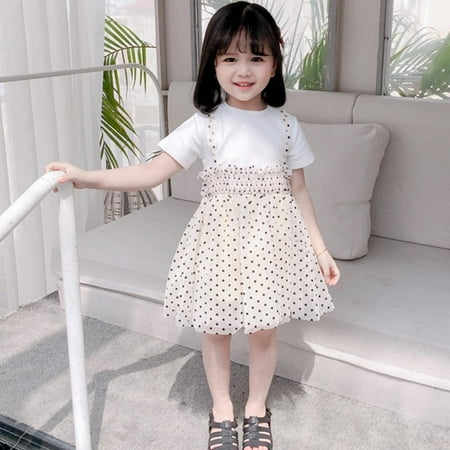 

HOT DEALS! Baby Girls Kids Dot Mesh Dress Short Sleeve Kids Tulle Princess Birthday Dresses Party Casual Dress