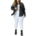 thumbnail image 2 of Agnes Orinda Plus Size Faux Leather Shirts for Women Long Sleeves Button Motorcycle Casual Jacket, 2 of 5