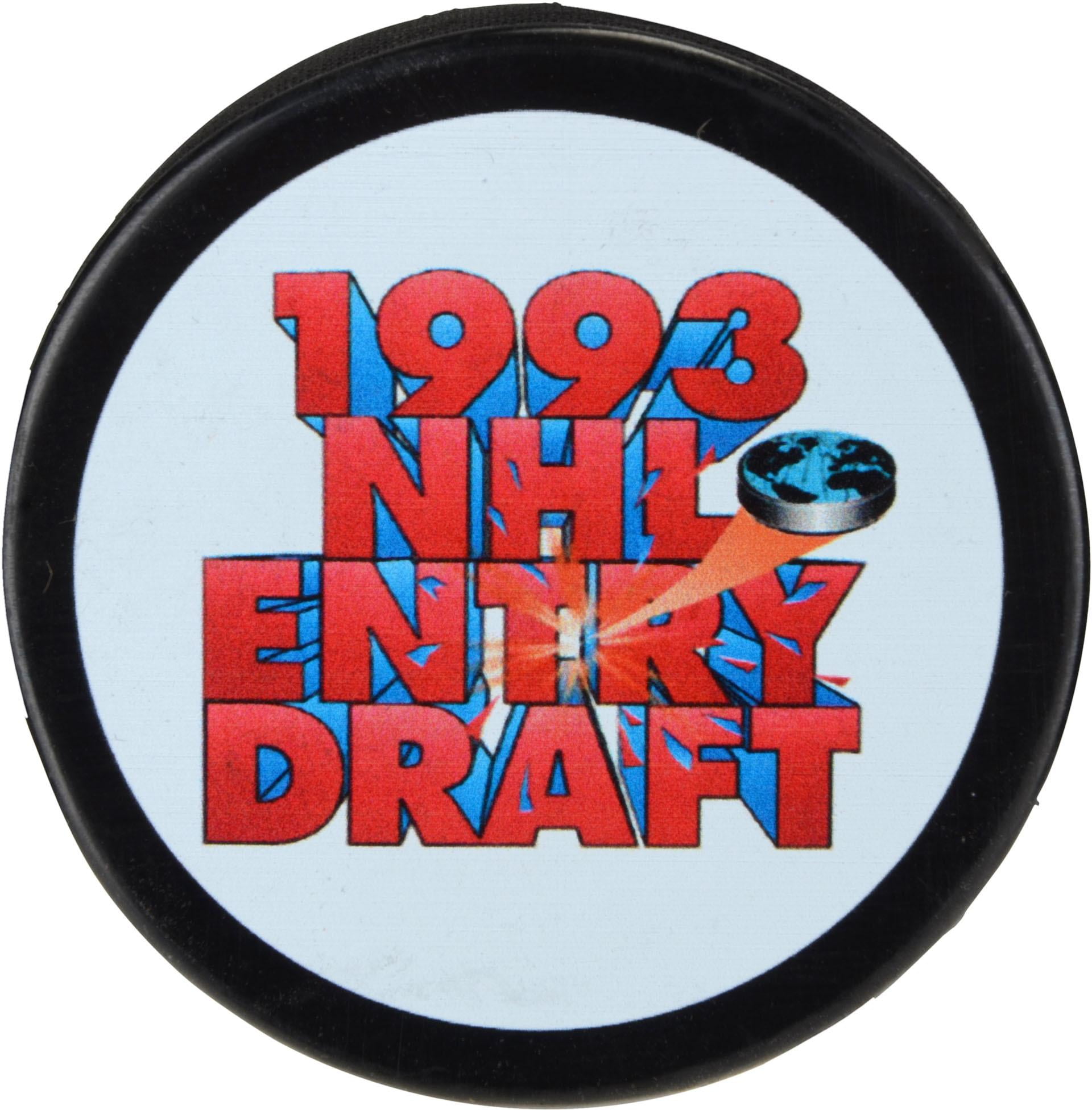 1993 NHL Draft Unsigned Draft Logo Hockey Puck
