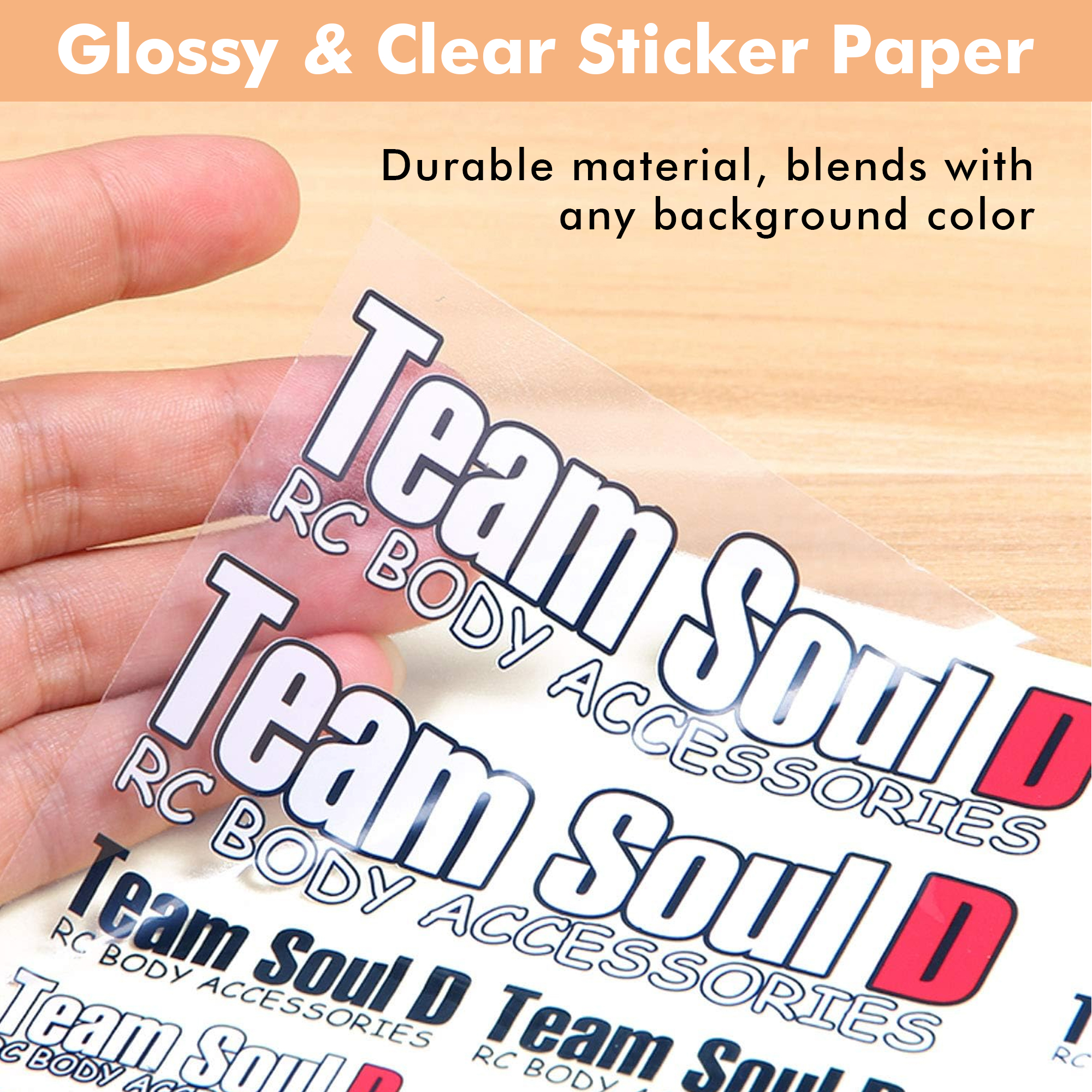 Bulk 45 Sheets A-sub Printable Clear Sticker Paper for Inkjet Printers - Waterproof Transparent Printable Vinyl Sheets 8.5x11 inch Glossy Label for