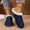 Blue, variant on Women's Casual Versatile Lined Warm Plus-Size Slippers Fall And Winter Style Trendy One-Strap Wedge Heel Thick-Soled Sandals.