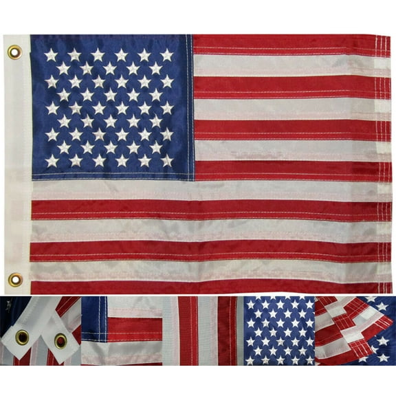 12x18 USA 50 Star 12"x18" 210D Nylon Embroidered Grommets Boat Flag Strong