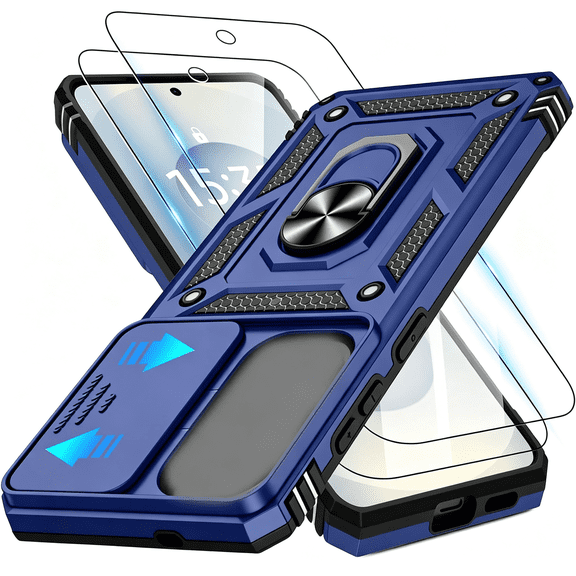 GJX for S26 Case with Camera Lens Cover&Hd Screen Protector(2 Pack), [10Ft Military Grade Drop Protection] Magnetic Kickstand Protective Phone Case for S 26, Blue