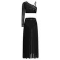 thumbnail image 2 of Sholeno Lyrical Dance Dress for Womens Rhinestones Crop Top with Split Skirt 2 Piece Dancing Outfit Black XL, 2 of 4