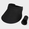 thumbnail image 2 of Ticikt Sun Hats for Women Wide Brim Roll-Up Beach Ponytail Hat Packable Foldable Travel Straw Visor,Color:Black, 2 of 3