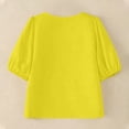 thumbnail image 6 of TARIENDY Summer Casual Shirts for Women Puff Sleeve Notch Neck T Shirt Loose Fit Solid Color Going Out Tops Trendy Outfits Yellow XL, 6 of 7