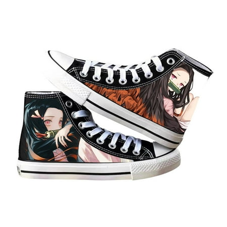 

Anime Casual Shoes Demon Slayer Canvas Shoes High Top Tanjirou Nezuko Zenitsu Pattern Sneaker Hand Painted Campus Casual Shoes Unique Gifts for Anime Fans