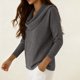 thumbnail image 4 of Uootdi Women's Waffle Knit Tops Cowl Neck Long Sleeve Clothes Trendy Casual Loose Relaxed Fit Knit Pullover Gift, 4 of 9