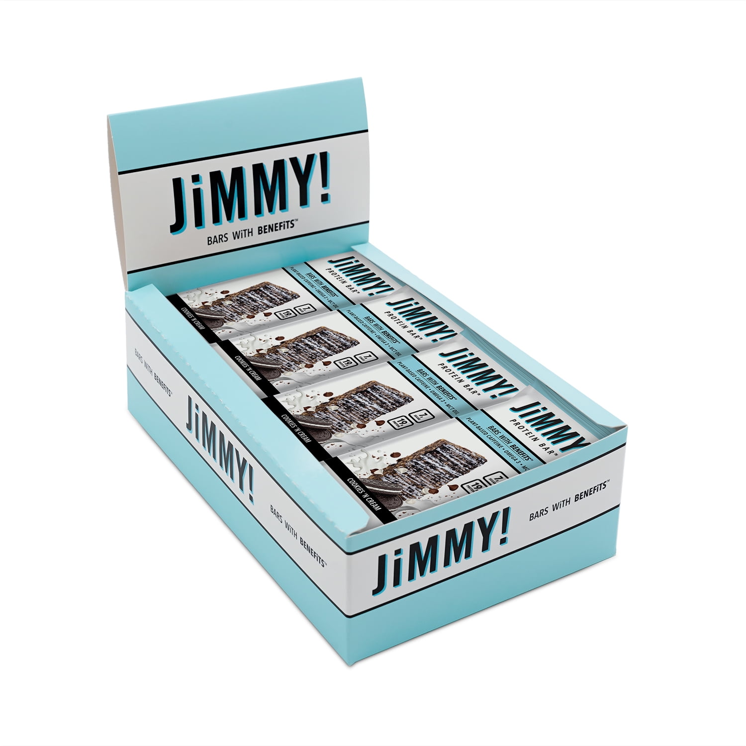 JiMMY! Cookies 'N Cream (Wake & Focus) Protein Bars, 12 Count