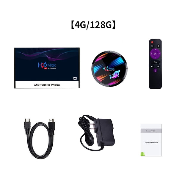 UHD TV Box Control remoto Quad Core CPU TV Topbox 8K Televisión Media Player Box 4G + 128G Enchufe de EE. UU. sweethay EL5109-10B