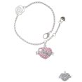 thumbnail image 2 of Delight Jewelry Silvertone Mom Banner on Pink Crystal Heart Silver-tone Rose Link Chain Bracelet, 6.25"+1.75" Extender, 2 of 4