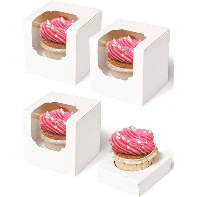 Individual Cupcake Boxes 12 Count White, Automatic Assembly Single
