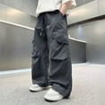 thumbnail image 7 of JSCDRPDWL Boys Girls Cargo Pants Oversized Wide Leg Parachute Pants Lightweight Quick Dry Drawstring Hiking Trousers with Pockets Loose Fit Open Bottoms, 7 of 7