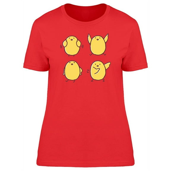 Lovely Chicken Poses Cartoon T-Shirt Women -Image by Shutterstock, Female Large
