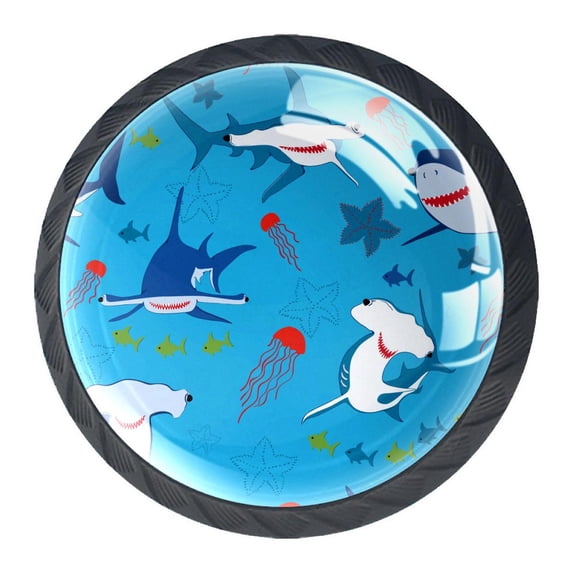 4 Pcs Sea Ocean Fish Knobs for Kitchen Cabinet Cupboard Dresser Bookcase Drawer Pulls Handles Round Home Decor