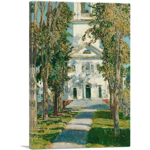 ARTCANVAS The Church at Gloucester 1918 Canvas Art Print by Childe Hassam - Size: 18" x 12" (1.50" Deep)