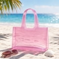 thumbnail image 3 of Clear Pink Jelly Tote Bag, Glossy Transparent PVC Shoulder Handbag, Large Capacity Shopping Bag for Women, 3 of 7