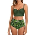 thumbnail image 2 of YWDJ High Waisted Swimsuits for Women Split Swimsuit Sexy High Waist Nylon Bikini Swimsuit Split Swimsuit Set Army Green L, 2 of 3