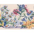 thumbnail image 1 of Bleu Rouge Jaune Rose Prairie Fleurs Pays Papier Peint Frontière Retro Conception, Rouleau 15' x 7'', 1 of 3