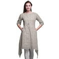thumbnail image 1 of Bimba Gray Leaves & Buds Floral Women Kurtas Ethnic Printed Asymmetric Summer Wear Tops For Women XXX-Large, 1 of 6