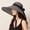 Black, variant on Women Extra Wide Brim Sun Hat Audrey Style Striped Packable Summer Hat