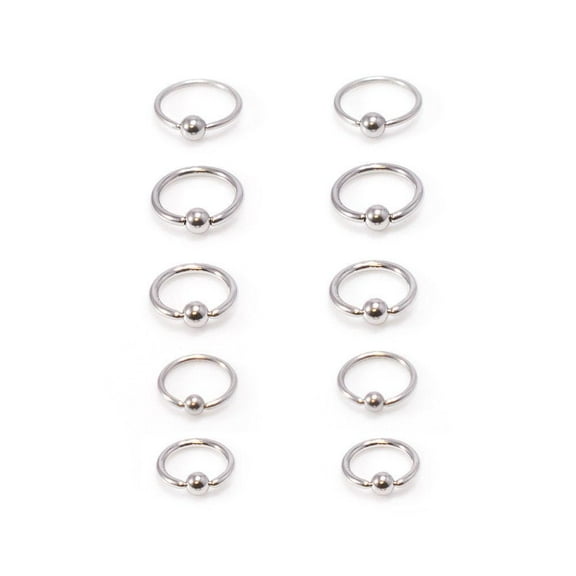 Captive Bead Ring Surgical Steel 14G & 16G Ear Nose Belly Lip Eyebrow 5 Pairs