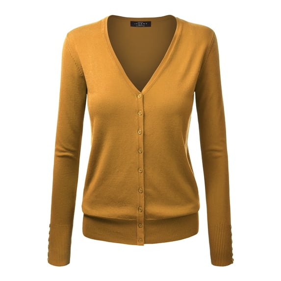 Made by Johnny Women's Keep It Classic V Neck Cardigan XXXL MUSTARD