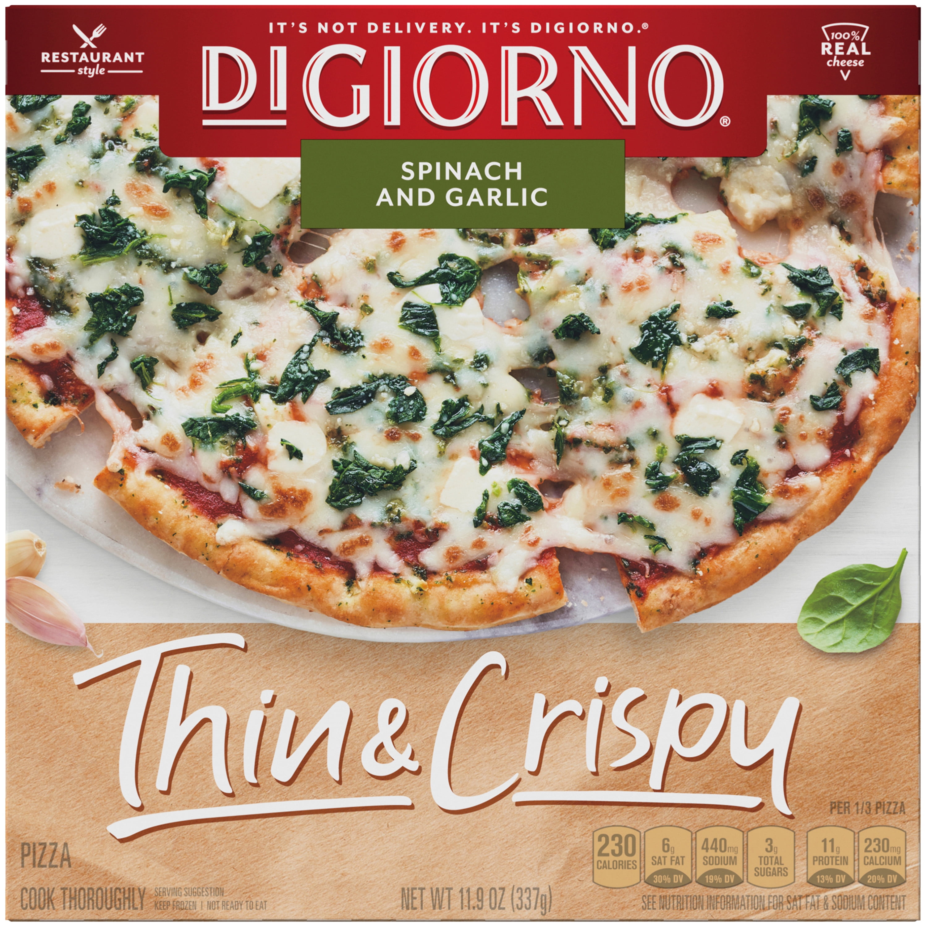 DiGiorno Thin & Crispy Spinach and Garlic Frozen Pizza, 11.9 oz.