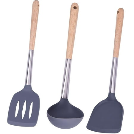

3pcs Silicone Cookware Shovel Spoon Non-stick Cooking Supplies Kitchen Utensil for Home Restaurant (Shovel + Soup Spoon + Colander Shovel)