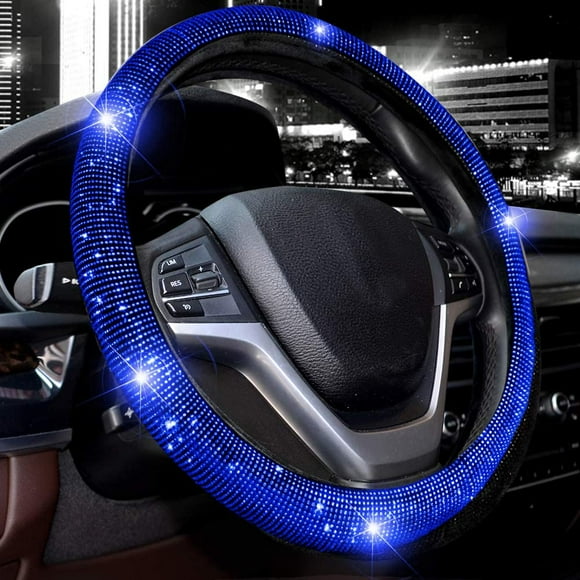 Valleycomfy Steering Wheel Cover for Women Men Bling Bling Crystal Diamond Sparkling Car SUV Wheel Protector Universal