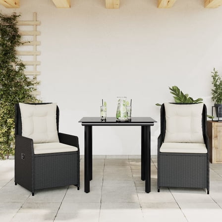 vidaXL Garden Dining Set Black, Cream White