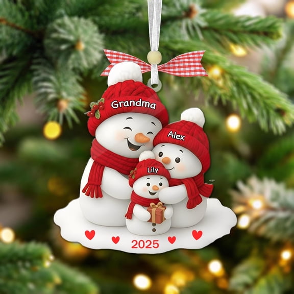Personalized Grandma Ornament, Custom Snowman Family Ornament, Christmas Gift for Grandma, Grandkids Name Ornament 2025