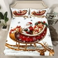 thumbnail image 2 of Manfei Magical Santa Claus Twin Sheet Sets, Jungle Reindeer Animal Twin Fitted Sheet, Kawaii Christmas Theme Flat Sheet, Microfiber Bedroom Decor, 3-Piece, 2 of 7
