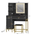 thumbnail image 4 of Makeup Vanity Desk with 3-Color Lights, Charging Station & Visible Drawers - Black, 4 of 7