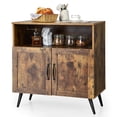 thumbnail image 5 of Costway Mid-century Storage Cabinet Sideboard w/ Doors Wine Glass Racks Rustic Brown, 5 of 8