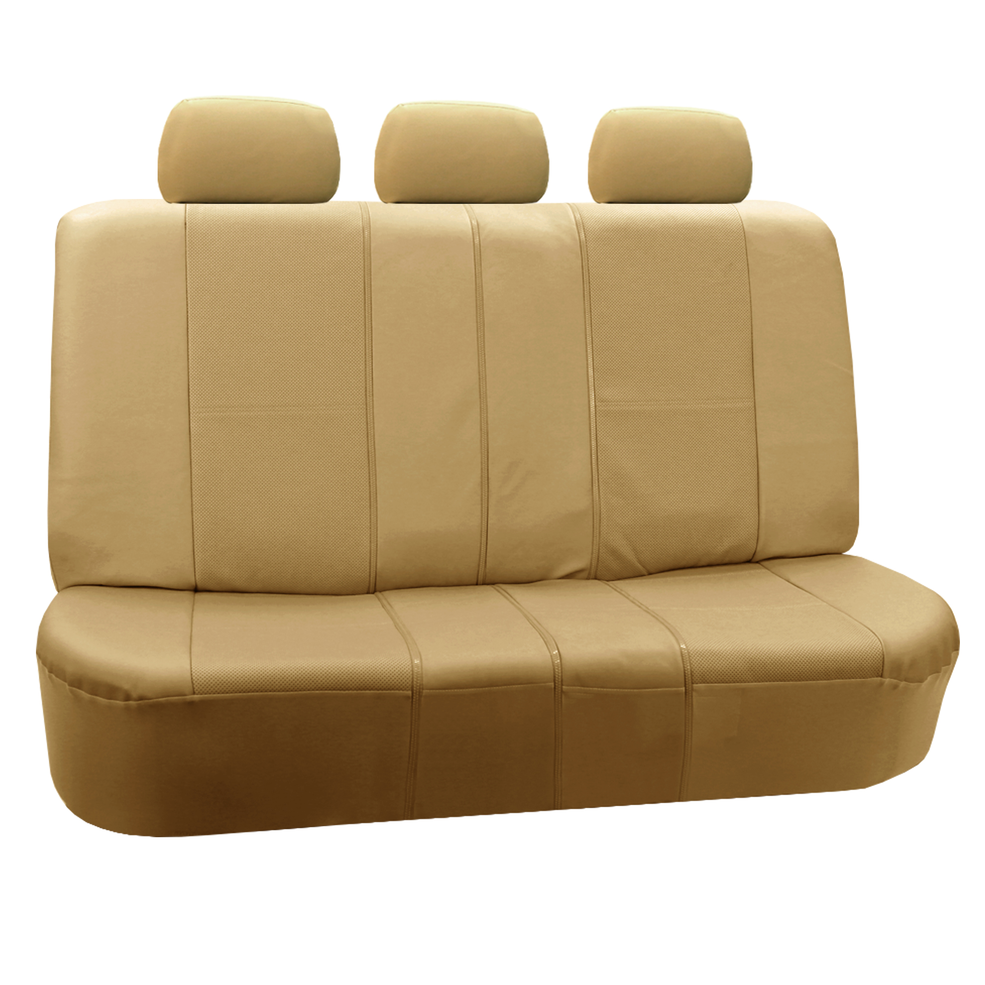 FH Group Beige Deluxe Faux Leather Airbag Compatible and Split Bench Car Seat Covers, 8 Seater 3 Row Full Set - image 4 of 6