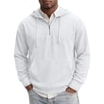thumbnail image 3 of MXALUOB Hooded Sweatshirts for Men Corduroy Textured Quarter Zip Pullover Hoodie Drawstring Solid Color Tops Loose Fit Streetwear, 3 of 5