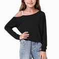 thumbnail image 2 of WXFAZCVU Girls Off the Shoulder Tops Trendy Long Sleeve Shirt Fall Clothes Everyday Wear Size 12-13 Year, 2 of 4